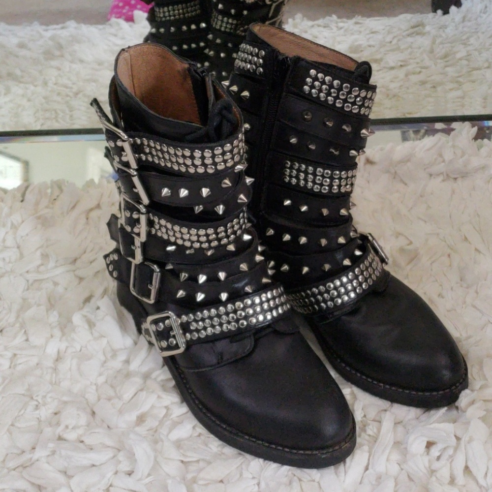 Jeffrey Cample Studded Moto Black Boot